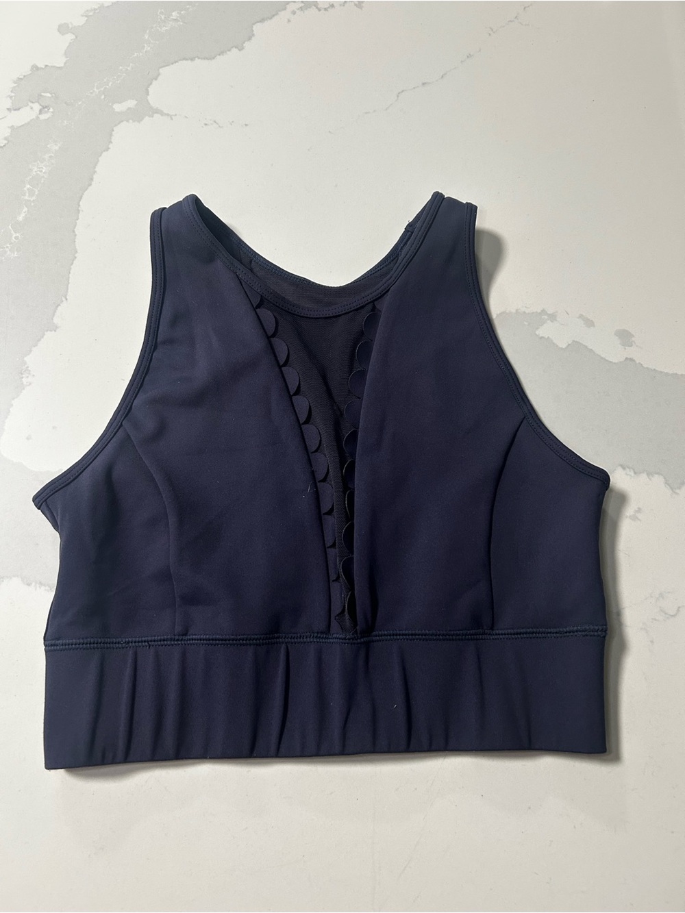 Navy High-Neck Sculpting Sports Bra
